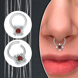 Surgical Steel Septum Jewelry, Opal Nose Ring, Daith Piercing, Septum Clicker, Indian Jewelry, Helix Hoop