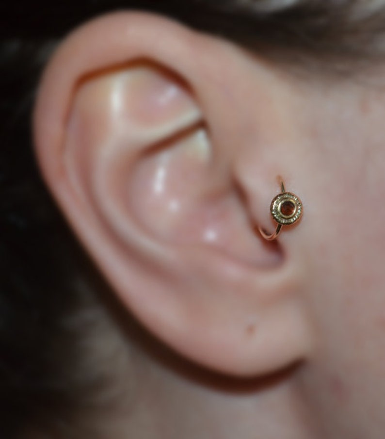 2mm Garnet NOSE RING Gold Nose Piercing Forward Helix Earring Daith Earring Tragus Hoop Cartilage Ring 16 gauge Septum 16g