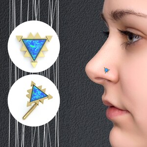 Neus Stud Chirurgisch staal, Stud Oorbellen, Opaal Neusring, Neuspiercing