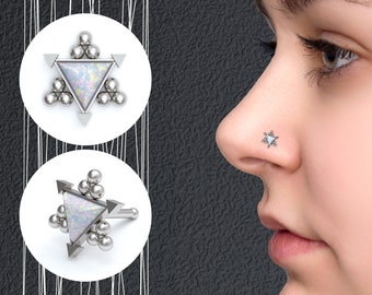 Nose Stud Surgical Steel, Stud Earrings, Opal Nose Ring, Nose Piercing