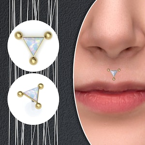 Threadless Bioflex Labret Earring, Opal Flat Back Earrings, Lip Jewelry, Medusa Piercing, Monroe Stud, Philtrum Jewelry