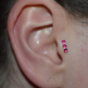 2mm Ruby TRAGUS STUD // Gold Nose Stud - Tragus Earring Stud - Forward Helix Earring - Cartilage Stud - Cartilage Earring 16 gauge