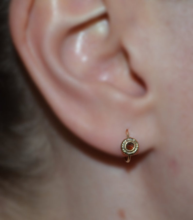 2mm Garnet NOSE RING  Gold Nose Piercing Forward Helix Earring Daith Earring Tragus Hoop Cartilage Ring 16 gauge Septum 16g