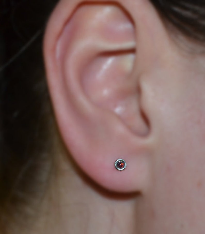 2mm Black-Red Opal NOSE STUD EARRING  Silver Nose Hoop Helix Stud Cartilage Hoop Tragus Stud Earring Silver Nose Ring 18g