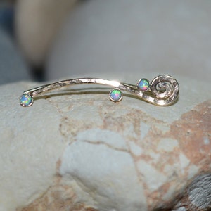 Light Blue Opal EAR CLIMBER Earring // Gold Ear Cuff - Pin Earrings - Ear Wrap - Bar Studs - Earcuff - Post Stud Earings