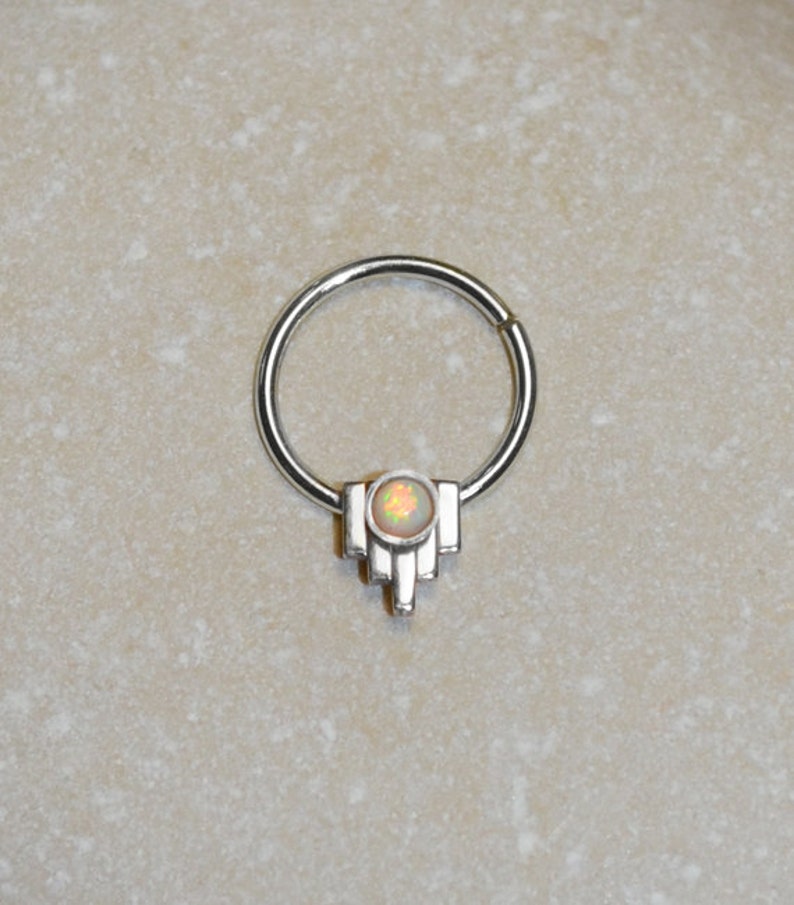 2mm Opale SEPTUM RING 20g // Silver Nose Hoop Septum Piercing Septum Jewelry Cartilage Earring Tragus Piercing Nipple Piercing 20g image 2