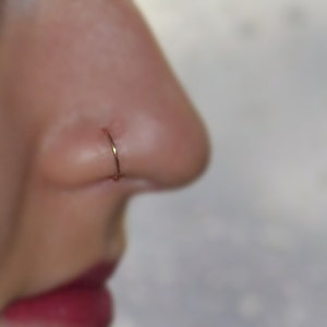 SMALL NOSE RING // Solid Gold Nose Ring Hoop - Conch Piercing - Septum Jewelry - Cartilage Earring Hoop - Tragus Jewelry - Helix Hoop 20g