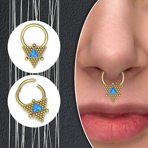 Septum Piercing Surgical Steel, Daith Earring Opal, Nose Piercing, Septum Jewelry, Septum Ring, Nose Ring