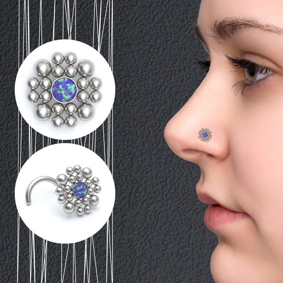 Opal Nose Stud Surgical Steel Nose Ring Nose Piercing Jewelry