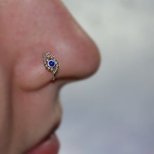 2 mm Lapislazuli-Nasenring-Ohrstecker // Silberner Nasenring – Tragus-Ohrring – Septum-Ring – Knorpel-Creolen-Ohrring – Helix-Ring – Nasenpiercing 18 g