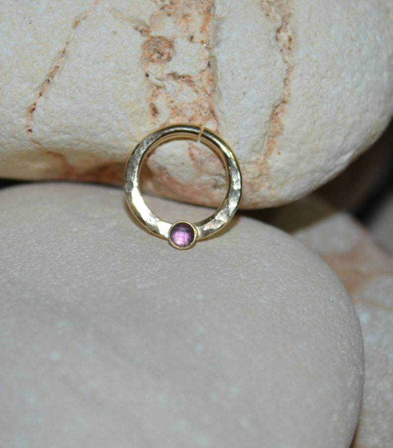 Amethyst SEPTUM RING 16g // Gold Nose Hoop Septum Piercing Etsy