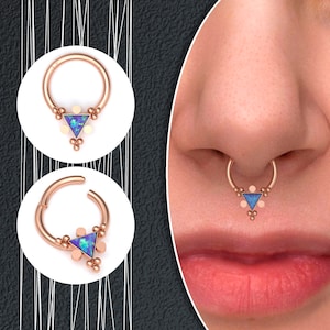 Surgical Steel Septum Jewelry, Opal Septum Piercing, Daith Earring, Nose Ring, Nose Piercing, Helix Earring