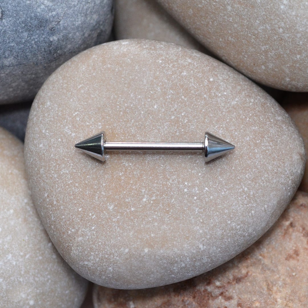 TONGUE PIERCING // Nipple Ring Surgical Steel Tongue Barbell 14g Body