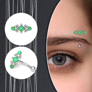 Chirurgenstahl-Augenbrauenschmuck, Opal-Rook-Ohrring, Daith-Ohrring, Rook-Piercing, Augenbrauenring, gebogener Barbell 18g 16g 14g, Rook Bar