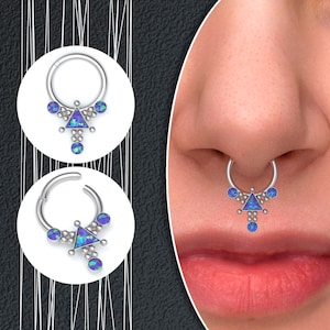 Surgical Steel Septum Jewelry, Opal Septum Piercing, Daith Earring, Nose Ring, Nose Piercing, Helix Earring