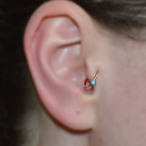 PENDIENTE TRAGUS turquesa Oro // Perno de anillo de nariz - Pendiente de hélice delantera - Aro de torre - Anillo de tabique - Perno de tragus - Anillo de cartílago calibre 18