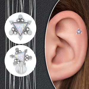 Surgical Steel Tragus Jewelry, Opal Conch Earring, Cartilage Earring, Helix Piercing, Labret Stud, Helix Earring, Tragus Stud