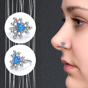 Opal Nose Ring Surgical Steel, Nose Ring Hoop, Nose Hoop, Hoop Earrings, Nose Piercing Jewelry