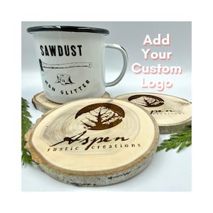 Custom Personalized Logo Coasters - Business Marketing Coasters - Engraved Business Logo Wood Slices - Real Estate Gifts - Business Gifts