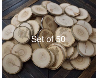 Set of 50 3.5"-4" Aspen Wood Slices - Rustic Wedding Decor - Wood Discs - Wood Decor - DIY Wedding - Coasters - DIY Craft Supplies