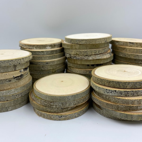 Bulk 3"-3.5" Wood Slices (Aspen) - Rustic Wedding Favors - Tree Slices - Wood Discs - Tree Log Coasters - Craft Pieces - Coasters