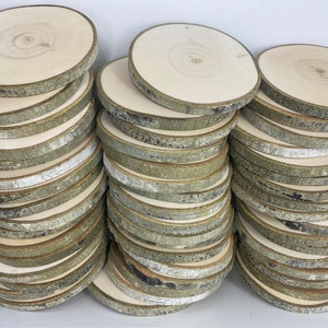 Bulk 4&quot;-4.5&quot; Wood Slices - Rustic Wedding Decor - Tree Slices - Wood Discs - Tree Log Coasters - DIY Wedding - Wedding Favors