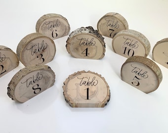 Engraved Wedding Table Numbers - Rustic Table Decor - Wooden Table Numbers - Wedding Reception Decor - Wedding Centerpieces