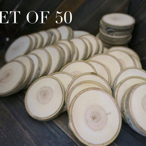 Set of 50 3"-3.5" Wood Slices (Aspen) - Rustic Wedding Decor - Tree Slices - Wood Discs - Tree Log Coasters - DIY Wedding - Coasters