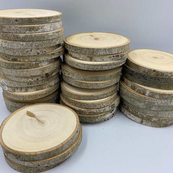 Bulk 3.5"-4" Aspen Wood Slices - Rustic Wedding Decor - Wood Discs - Favors - DIY Wedding - CoasterS - DIY Craft Supplies