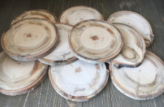 Set of 10 Wood Slices for Wedding Centerpieces, Rustic Wedding