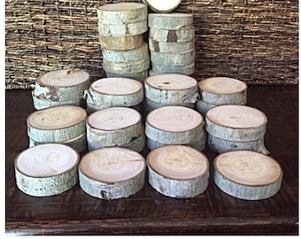 Juego de 35 o 40 rodajas de madera de álamo temblón (7,62-10,16 cm) - Decoración rústica para bodas - Discos de madera - Posavasos - Materiales sin terminar y para manualidades - Decoración de mesas