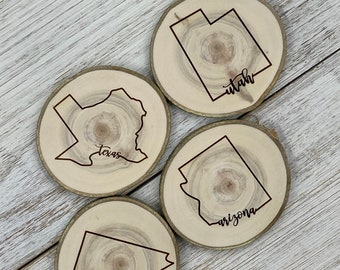 State Coasters - Housewarming Gifts - Custom Coaster - State Souvenir Coasters, Airbnb Decorations - VRBO Coasters - Gift Favors