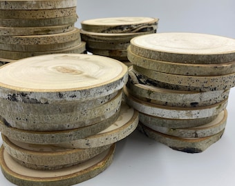Rodajas grandes de álamo de 11,4 a 12,7 cm - Decoración rústica para bodas - Discos de madera - Suministros para bodas rústicas - Manualidades para bodas
