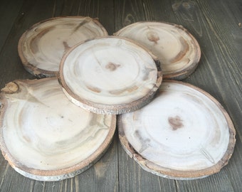 Set of 5 Aspen Wood Slices - Tree Branch Coaster Slices - Wood Slabs - DIY Supply - Large Wood Slices - Coaster Slices - Wedding Decor