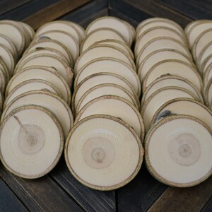 Set of 50 33.5 Wood Slices Aspen Rustic Wedding Decor Tree Slices Wood Discs Tree Log Coasters DIY Wedding Coasters image 2