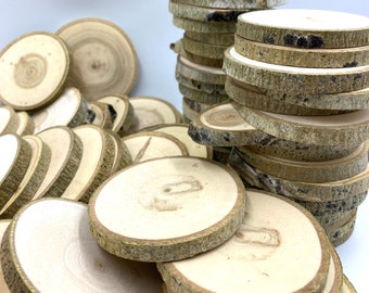 Rodajas de madera de álamo de 6,35 a 7,62 cm (2,5 a 3") - Decoración rústica para bodas - Imanes - Discos de madera - Posavasos de troncos - Manualidades - Rodajas de ramas
