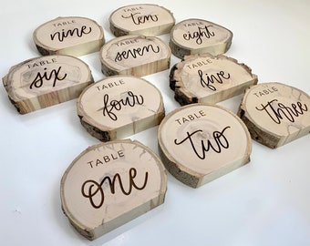 Engraved Rustic Table Numbers - Rustic Centerpieces - Wedding Table Numbers - Rustic Wedding Decor - Event Seating Chart - Wood Table Number