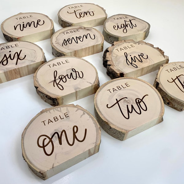 Engraved Rustic Table Numbers - Rustic Centerpieces - Wedding Table Numbers - Rustic Wedding Decor - Event Seating Chart - Wood Table Number