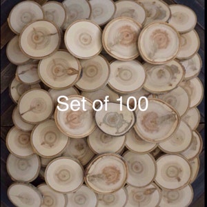 Set of 100 3.5"-4" Aspen Wood Slices - Rustic Wedding Decor - Wood Discs - Favors - DIY Wedding - CoasterS - DIY Craft Supplies