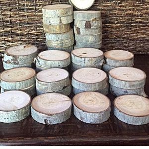 Set of Aspen Chunks (3-4&quot;) Wood Slices - Rustic Wedding Decor - Wood Disc - Coasters - Unfinished & Craft Supplies - Table Decor