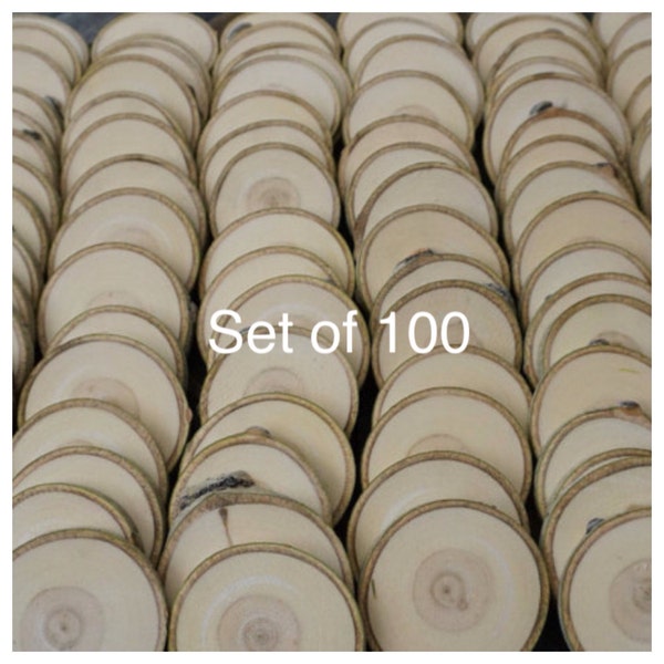 Set of 100 3"-3.5" Wood Slices (Aspen) - Rustic Wedding Favors - Tree Slices - Wood Discs - Tree Log Coasters - Craft Pieces - Coasters