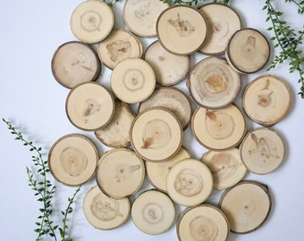 Set of 25 2.5-3" Wood Slices, Tree Slices, Wedding Decor, Favors, Wood Rounds, Wood Burning, Rustic Wedding, Wood Pyrography, DIY Supplies