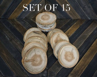 Set of 15 4.5"- 5" Large Aspen Wood Slices - Rustic Wedding Decor - Wood Disc - Rustic Wedding Supplies - DIY Wedding - Art & Craft Supplies