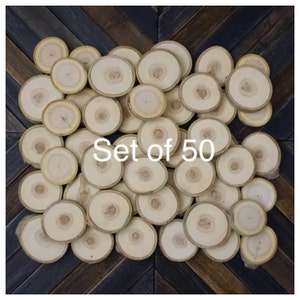 Set of 50 2.5-3" Wood Slices - Wedding Favors - Tree Slices - Wood Discs - Tree Log Coasters - DIY Wedding - Wood Magnets - Branch Slices