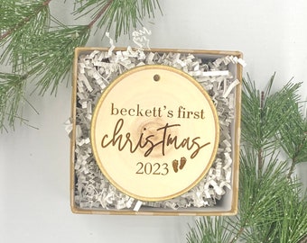 Baby's First Christmas 2023 - Aspen Wood Ornament - Wood Ornament - Ornaments & Accents - New Baby Ornament - Baby Shower Gift -Personalized