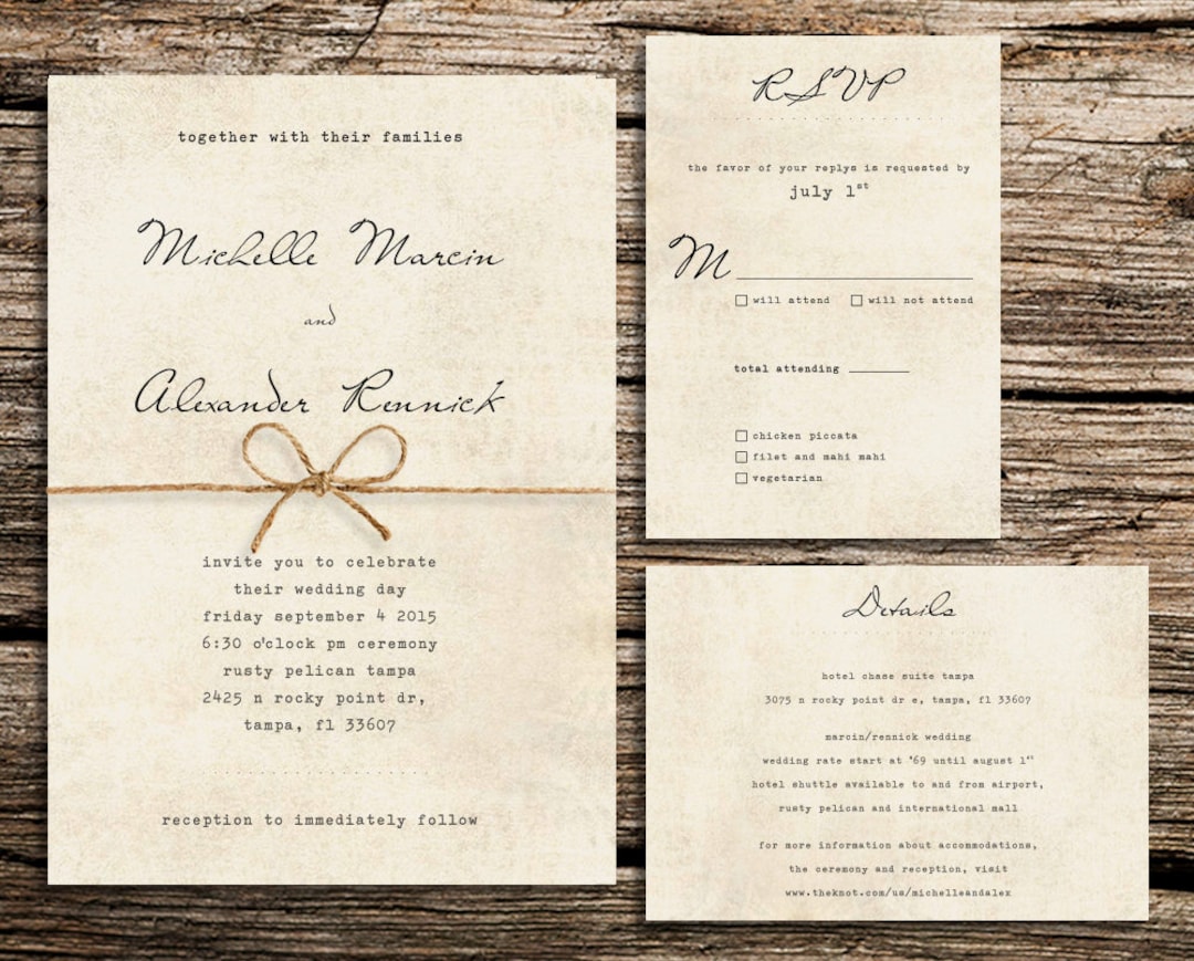 Printable Wedding Invitation Customized Template Simple Rustic - Etsy