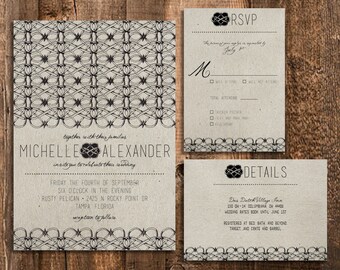 Printable Wedding Invitation Customized Template Simple Rustic Suite