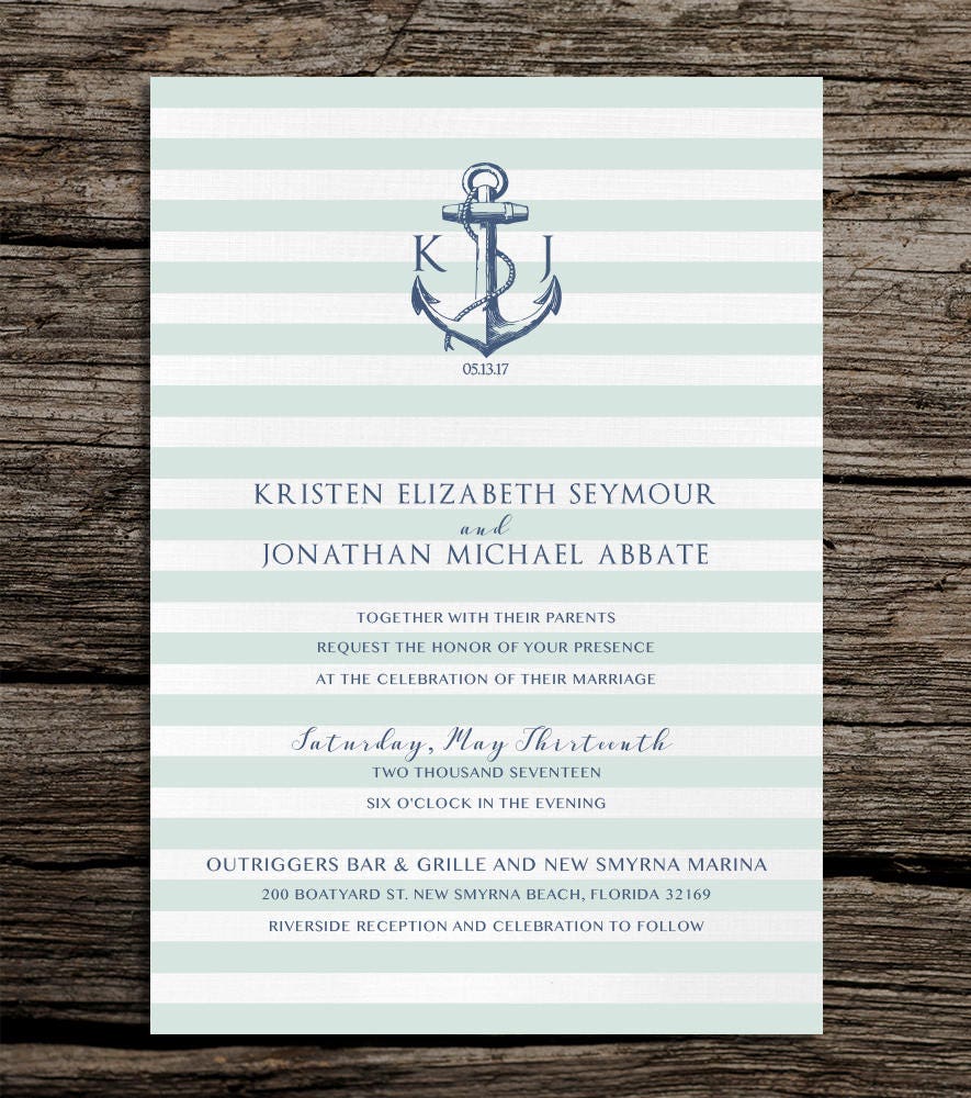 Printable Wedding Invitation Customized Template Nautical Anchor Suite - Etsy