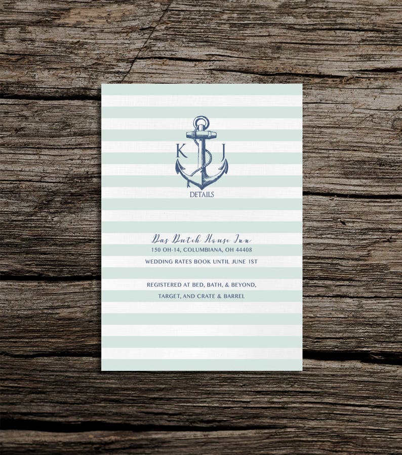 Printable Wedding Invitation Customized Template Nautical Anchor Suite - Etsy