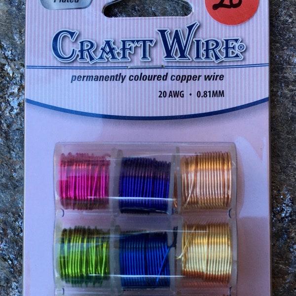 Craft Wire Set - 12 spools Coloured Non-tarnish Copper Wire Choose SIZE: gauge 20, 22, 24 or 26 Economy Pack